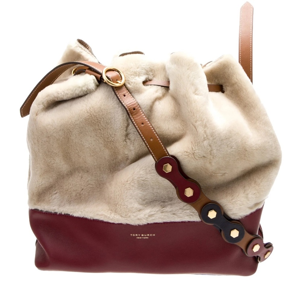 Tory Burch Genuine Shearling Sheepskin Bucket Bag